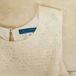 Pim + Larkin Lace & Chiffon Pleated Cream Dress